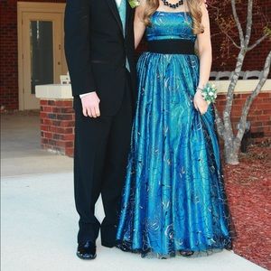 Gorgeous Blue Sparkly Floral Gown